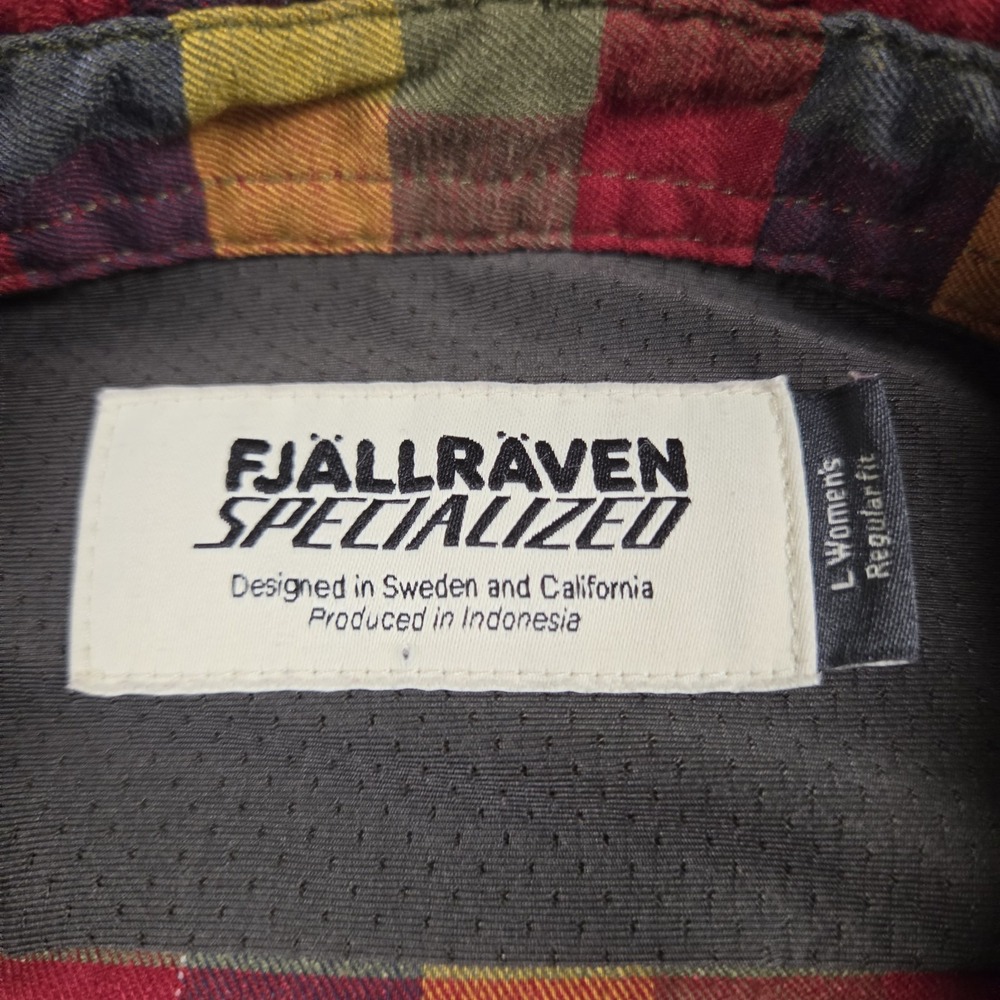 Fjallraven Specialized Shirt Womens XL Yellow Red Plaid Cycling Flannel Snap - Picture 2 of 9